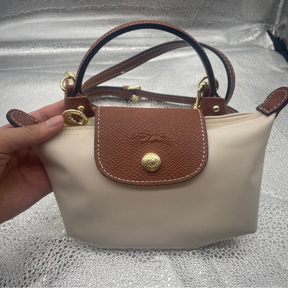 Women's Canvas Mini Tote Bag Longchamp Le Pliage Cream